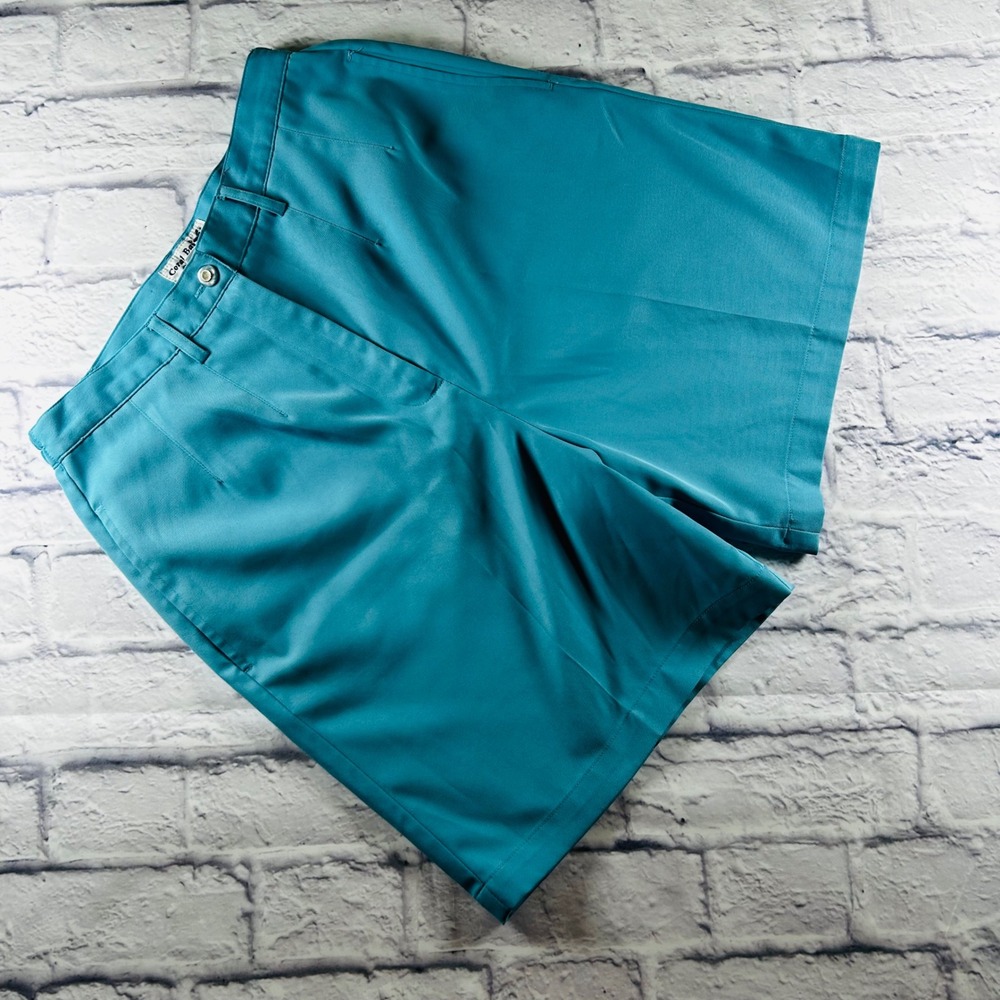 Coral Bay Golf Womens 6 Teal Blue Pleated High Rise Elastic Waist Shorts KS-1117